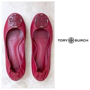 Tory Burch Red Leather Reva Ballet Flats (similar to Minnie) - size 7